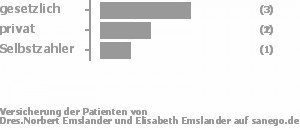 38% gesetzlich versichert,38% privat versichert,13% Selbstzahler Bild