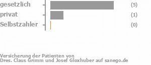 75% gesetzlich versichert,13% privat versichert,0% Selbstzahler Bild