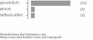88% gesetzlich versichert,0% privat versichert,13% Selbstzahler Bild