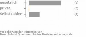 75% gesetzlich versichert,0% privat versichert,25% Selbstzahler Bild