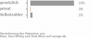 96% gesetzlich versichert,0% privat versichert,4% Selbstzahler Bild