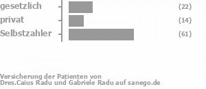 22% gesetzlich versichert,14% privat versichert,62% Selbstzahler 22% gesetzlich versichert,14% privat versichert,62% Selbstzahler Bild