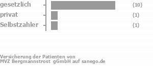 83% gesetzlich versichert,8% privat versichert,8% Selbstzahler Bild
