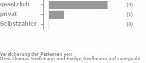 50% gesetzlich versichert,38% privat versichert,0% Selbstzahler Bild