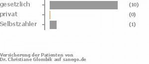 91% gesetzlich versichert,0% privat versichert,9% Selbstzahler Bild