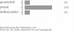 13% gesetzlich versichert,69% privat versichert,19% Selbstzahler Bild