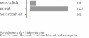 14% gesetzlich versichert,86% privat versichert,0% Selbstzahler Bild