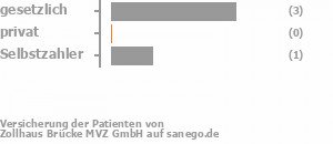 75% gesetzlich versichert,0% privat versichert,25% Selbstzahler Bild