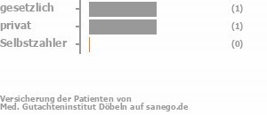 25% gesetzlich versichert,50% privat versichert,0% Selbstzahler Bild