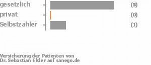 91% gesetzlich versichert,0% privat versichert,9% Selbstzahler Bild