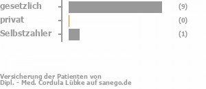 91% gesetzlich versichert,0% privat versichert,9% Selbstzahler Bild