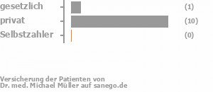 9% gesetzlich versichert,91% privat versichert,0% Selbstzahler Bild