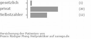 5% gesetzlich versichert,54% privat versichert,33% Selbstzahler Bild